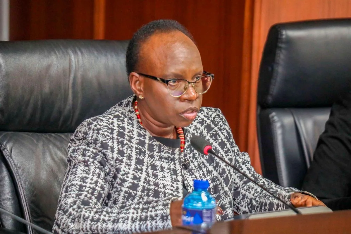 Controller of Budget Dr Margaret Nyakango speaking during a parliamentary committee meeting in Nairobi