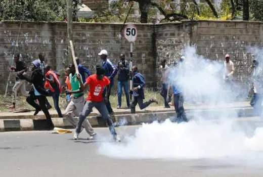 Protesters running from tear gas during past demonstrations in Kenya