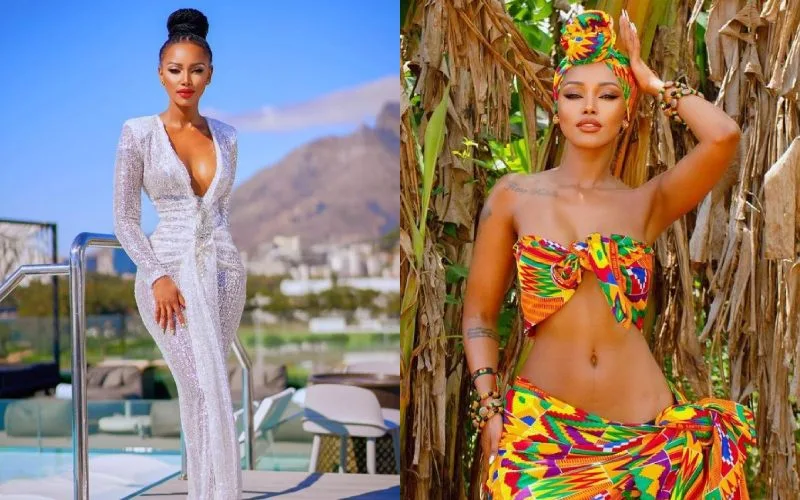 Kenyan socialite Huddah Monroe in a pink suit