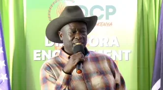 Rigathi Gachagua speaking at DCP engagement wearing cowboy hat
