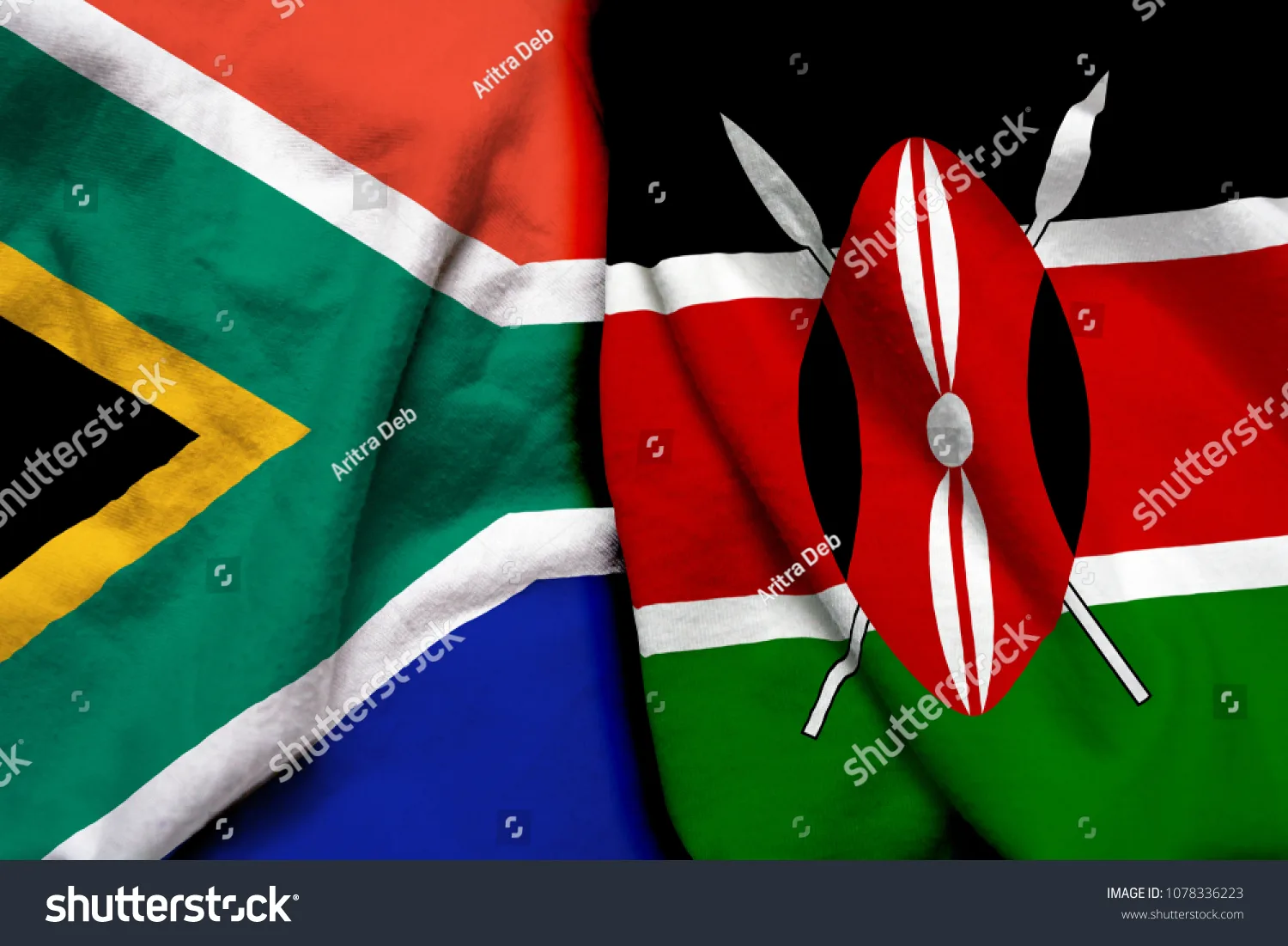 The flags of Kenya and South Africa