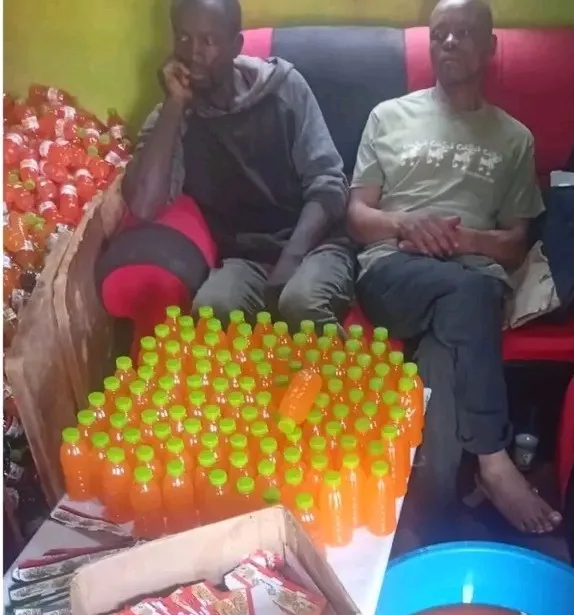 Two men arrested with fake juice