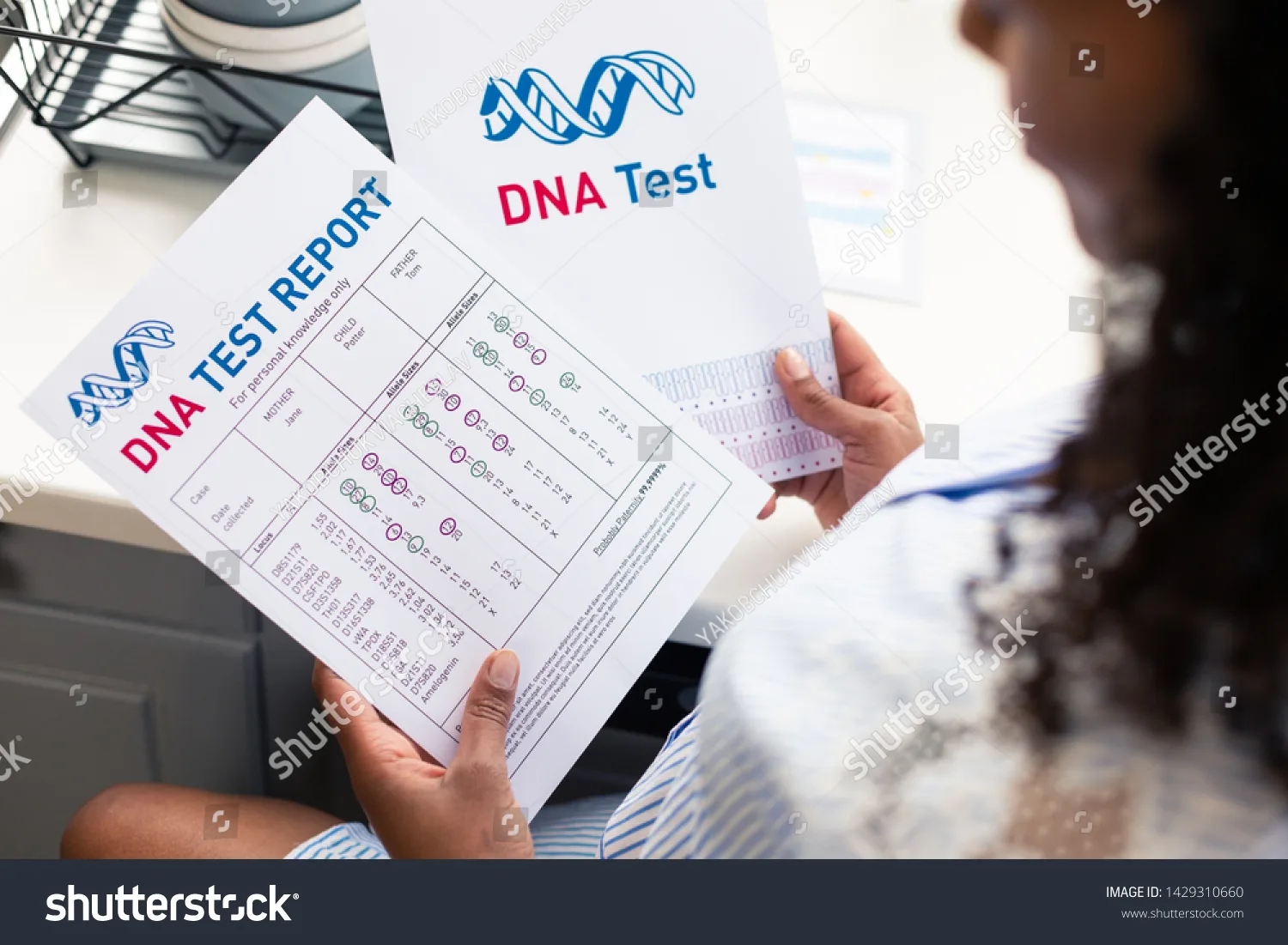 DNA test result paper showing excluded as father
